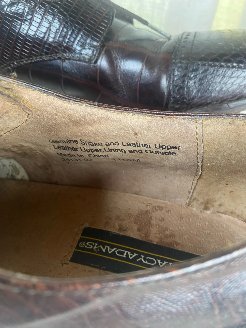 Stacy Adams Brown Genuine Exotic Snakeskin Crocodile Print Leather Oxfords 11.5M